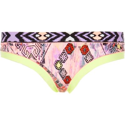 Pink Aztec print bikini bottoms